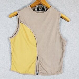 CIDER Ribbed Asymmetrical Cutout Tank Top Women's XL Beige Yellow NWT‎